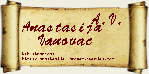 Anastasija Vanovac vizit kartica